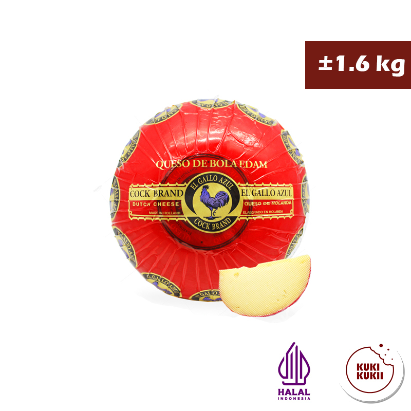 

Keju Edam CAP AYAM EMAS ±1.6 kg (1 butir) | Keju Edam Bola Cock Brand ±1.6 kg