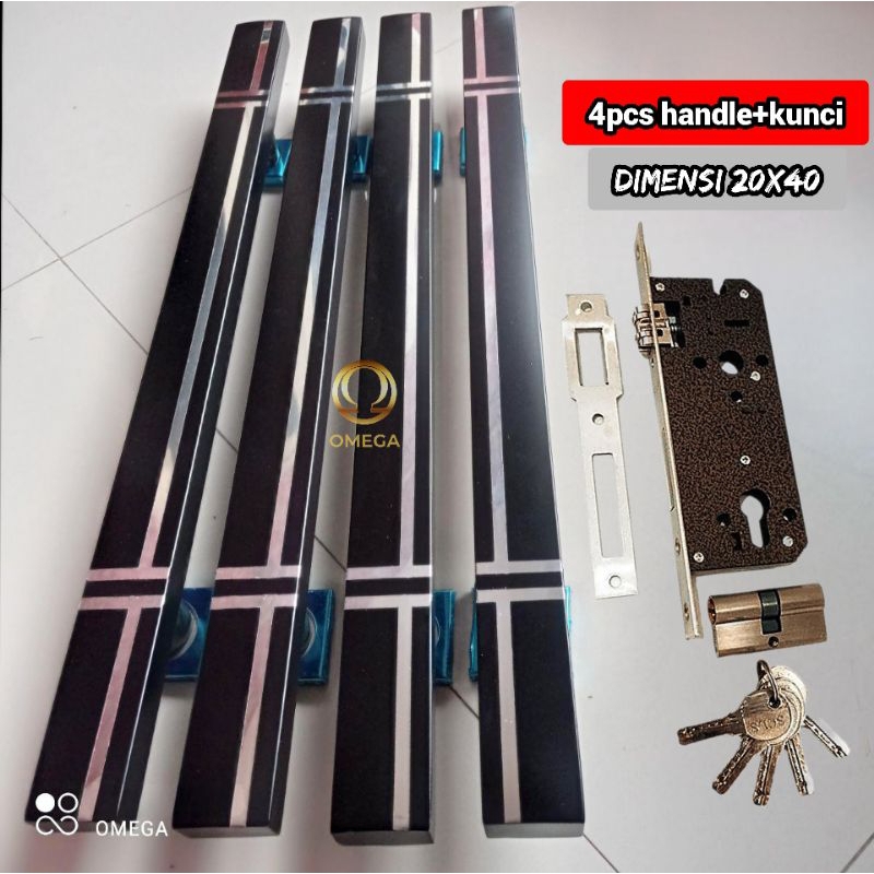 Handle pintu rumah panjang 1 meter set kunci | gagang pintu rumah minimalis