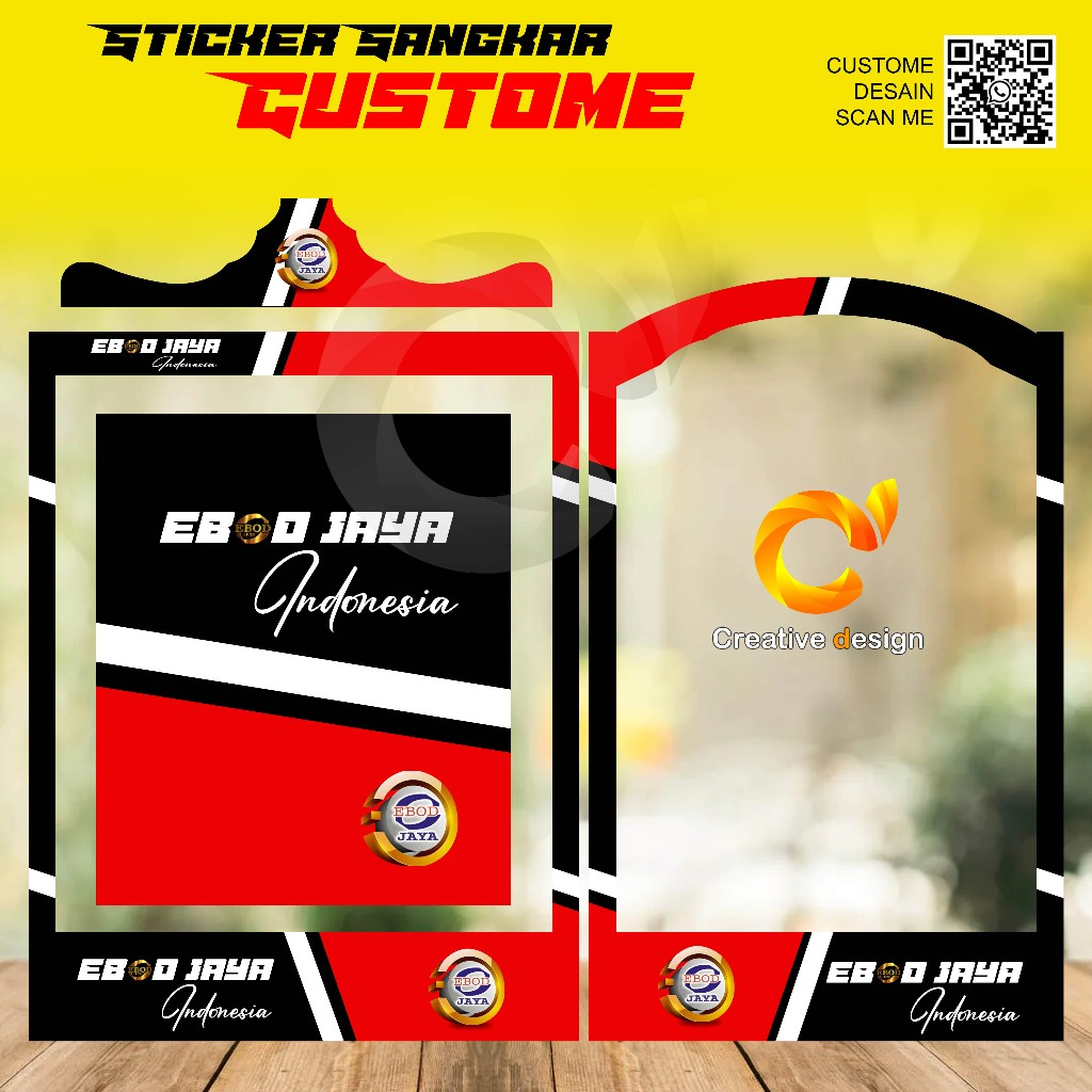 STICKER DECAL SANGKAR KOTAK EBOD MERAH PUTIH HITAM