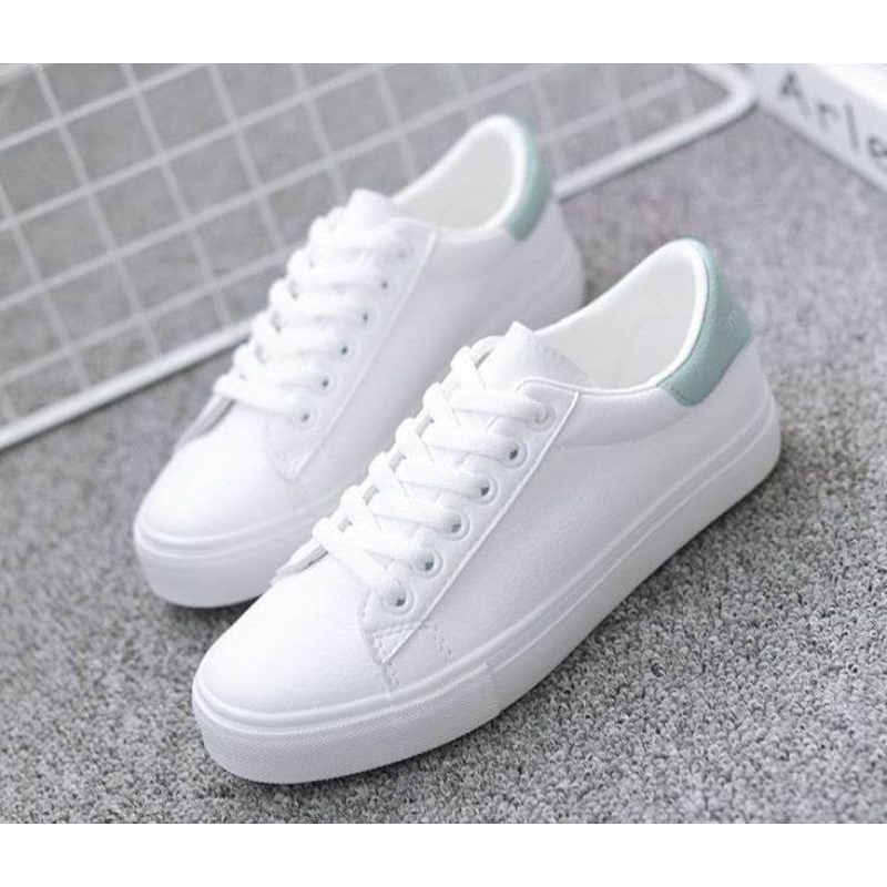 Sepatu SNEAKERS Feata Sports putih hijau bertali