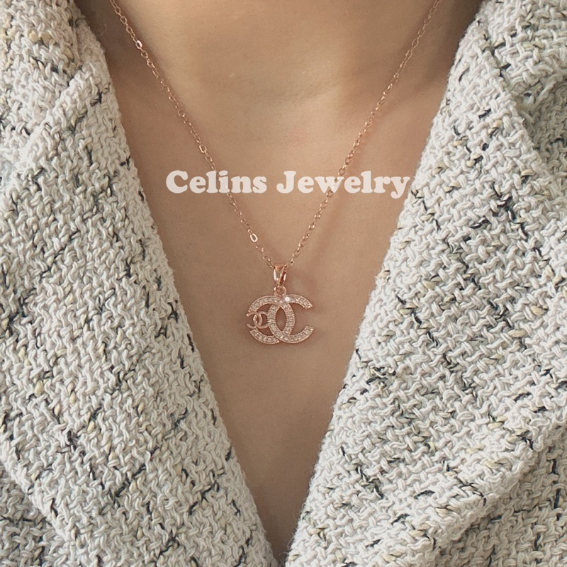 Kalung Wanita Anti Karat Model CH Pernata Zircon Tanam