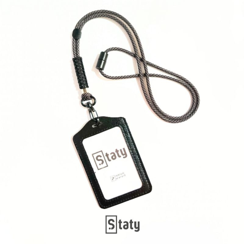 

ID Card Name Tag Kulit Lanyard Holder Staty Free Custom Logo