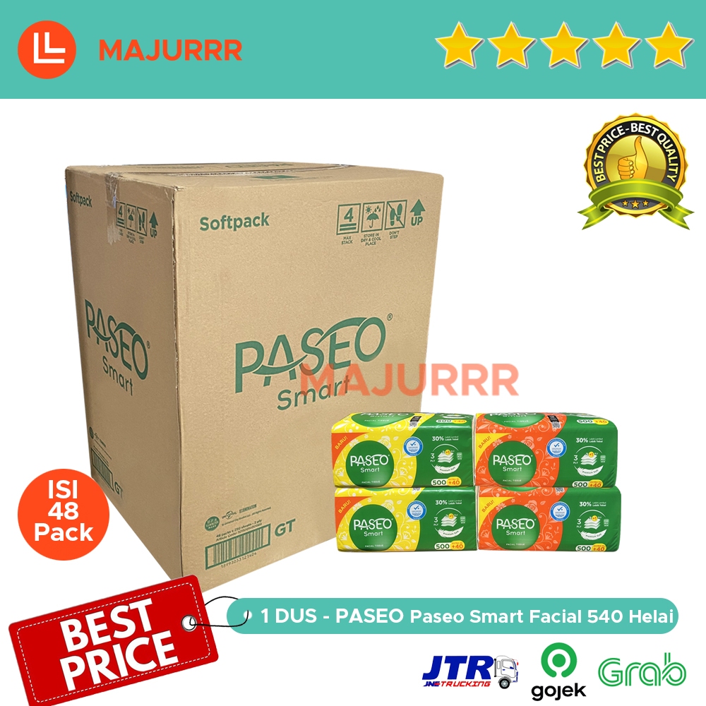 GROSIR Tissue PASEO Smart Facial 540 helai 3 ply  / edisi baru Tisu Wajah Murah dari paseo 250 isi 4