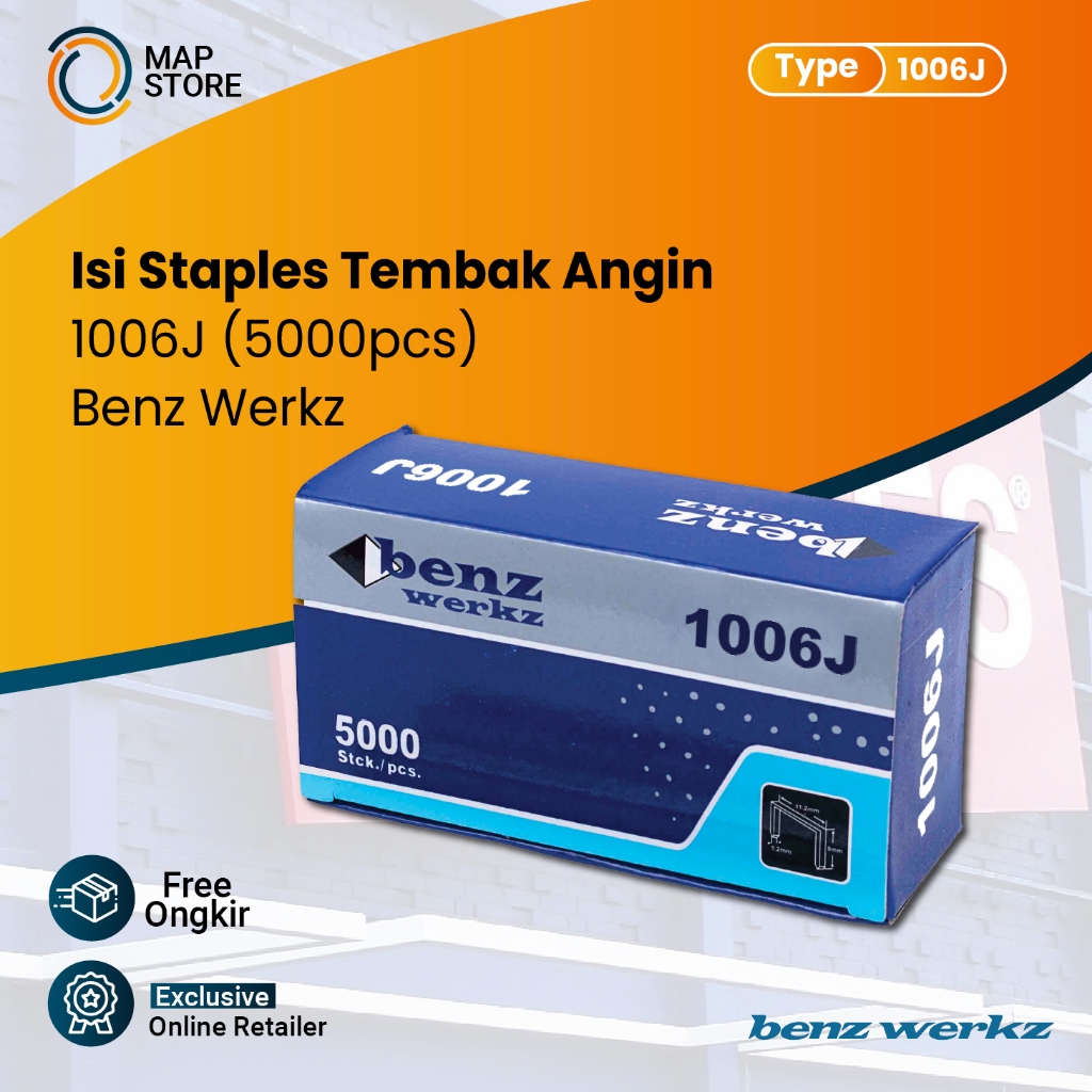 Isi Staples Tembak Angin 1006J [5000pcs] - Untuk Staples Jok Motor Benz Werkz