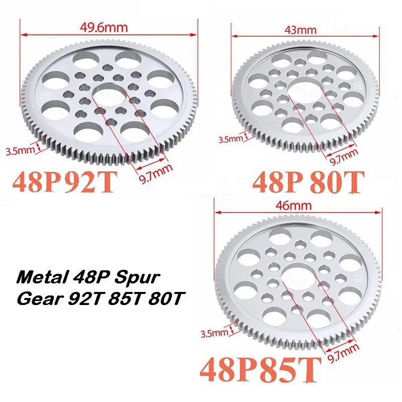 Metal Spur Gear 48P 92T 85T 80T Axial SCX10 rc car