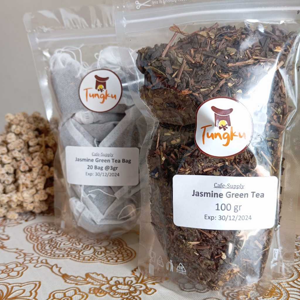 

Jasmine Green Tea / Teh Hijau Melati 100gr & Kemasan Kantong Teh