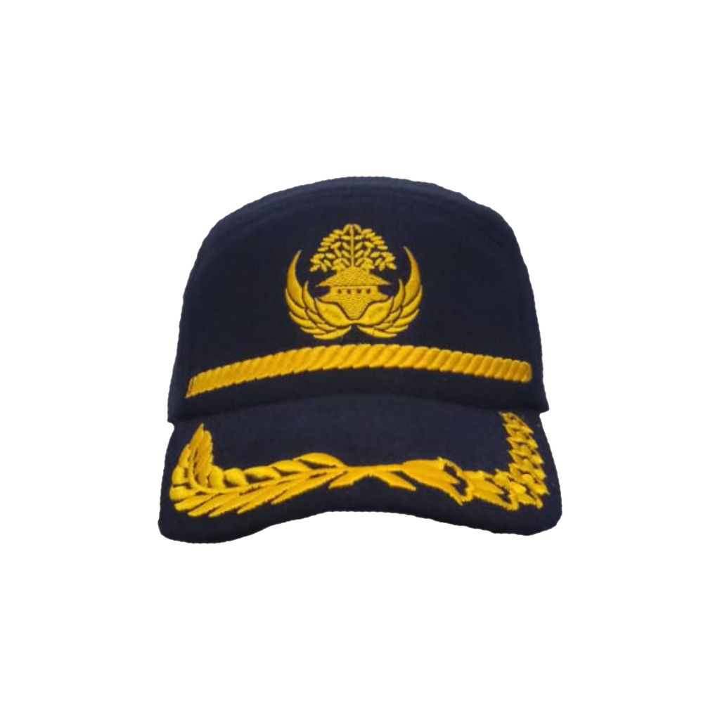 Topi Laken ASN Korpri Pamen Padi Kapas Bordir Warna Navy