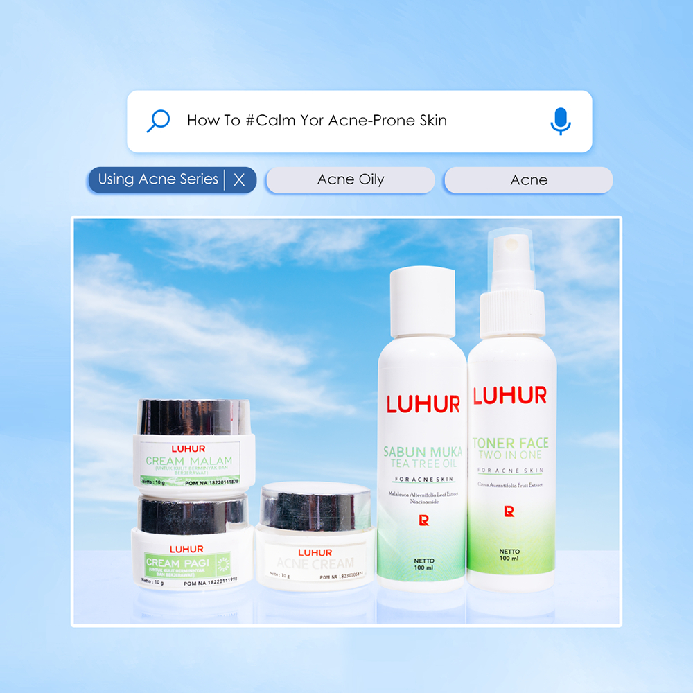 Paket Acne Luhur Skincare Perawatan Kulit Wajah Muka Berminyak Berjerawat Acne Ampuh Aman Bpom Pemut