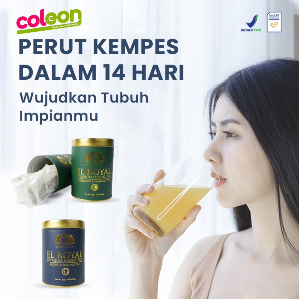 

EL ROYAL PREMIUM HERBAL TEA / TEH HERBAL UNTUK KESEHATAN - 1 PAKET ISI MORNING & NIGHT El Royal Premium Tea - Teh Pelangsing Siang & Malam (1 paket) - BPOM 100% ORIGINAL