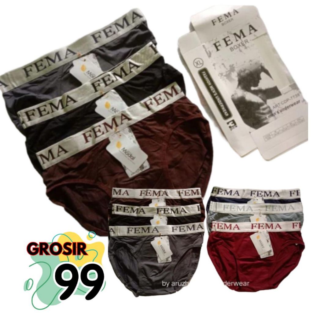 12Pcs Celana Dalam Pria CD  Segitiga Fema 7738 GROSIR