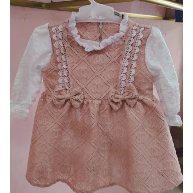 baju dress bayi perempuan 3-6bulan"