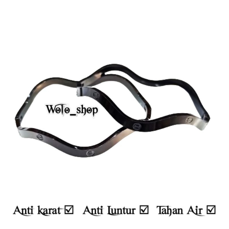 Gelang CTR Titanium Wanita Full Hitam Polos Dan Mata