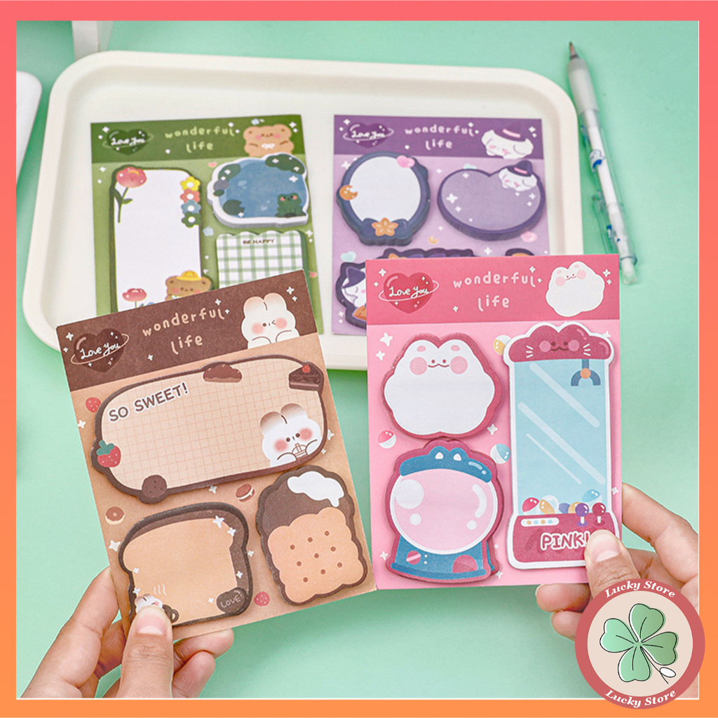 

Sticky Notes 3 in 1 Karakter Lucu Aesthetic Cute Wonderful Life / Striker Wonderfull 3 in 1