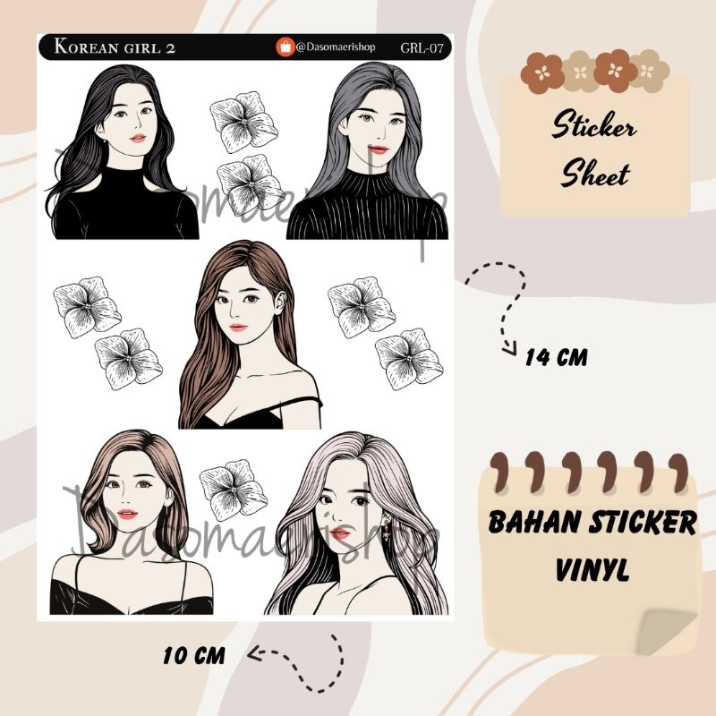 

Korean Girl Ver. 2 Sticker Sheet For Journal / Scrapbook