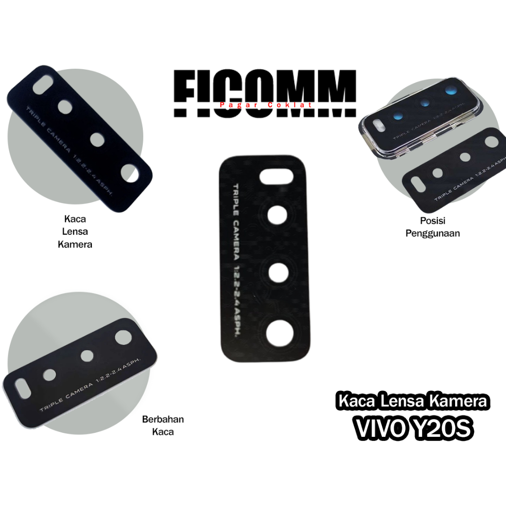 Vivo Y20S Kaca Lensa Kamera, Kamera Belakang Hp, Original Kaca
