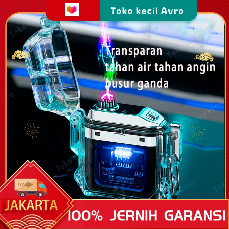 Korek Api Elektrik Fingerprint Touch Sensor LED Display HY6051 Transparan Shell Tahan Air Pulsa Elek