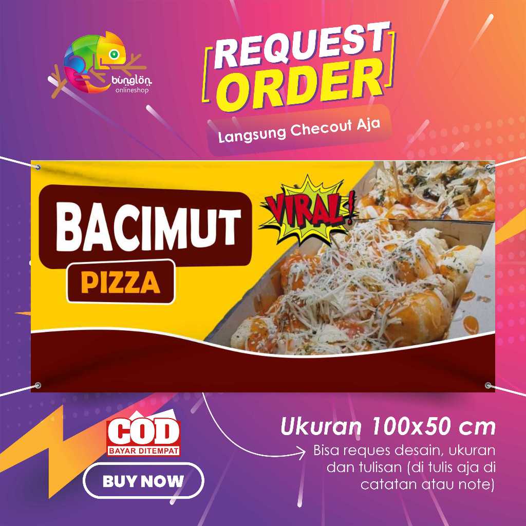 Spanduk 100x50 Banner Bacimut Baso Aci Imut Custom Desain