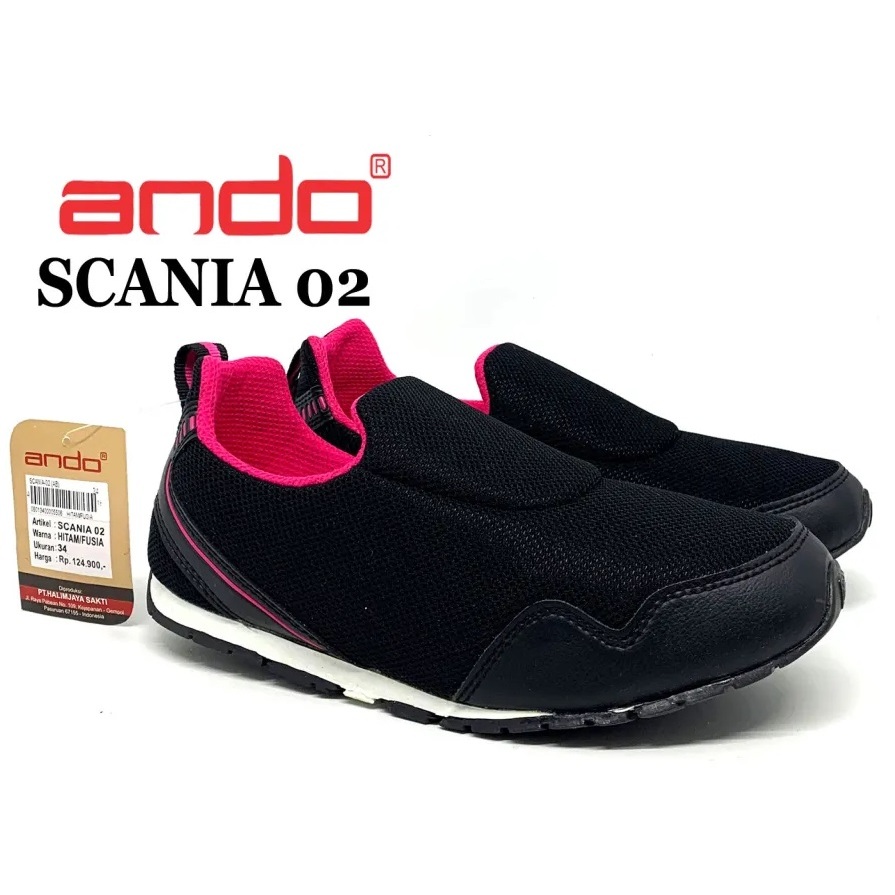 SEPATU ANDO SCANIA 02 HITAM SLIP ON FLAT SHOES ANAK KUALITAS IMPORT MIRIP CALYA 100% ORI