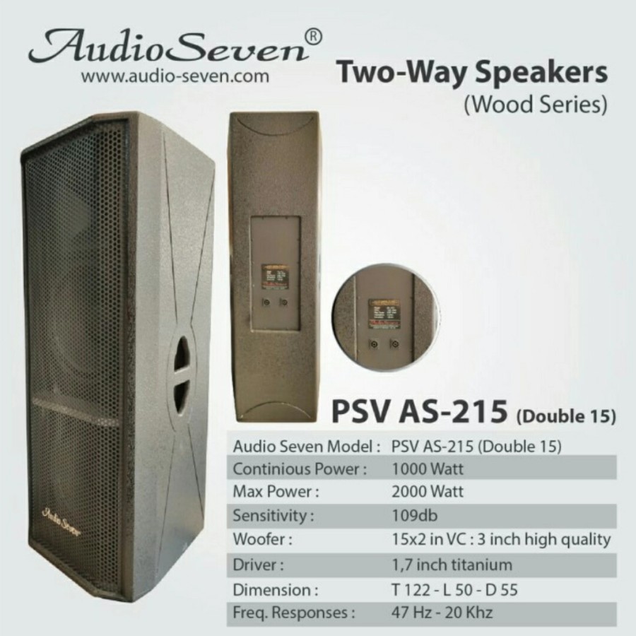 SPEAKER PASIF DOUBLE AUDIO SEVEN PSV AS215 ORIGINAL 15 INCH