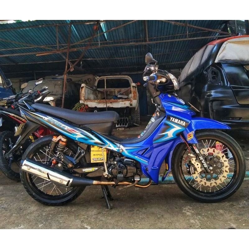 Striping lis sticker standar ORI yamaha jupiter z 2006 biru hitam stiker Jupiter Z biru hitam 2006