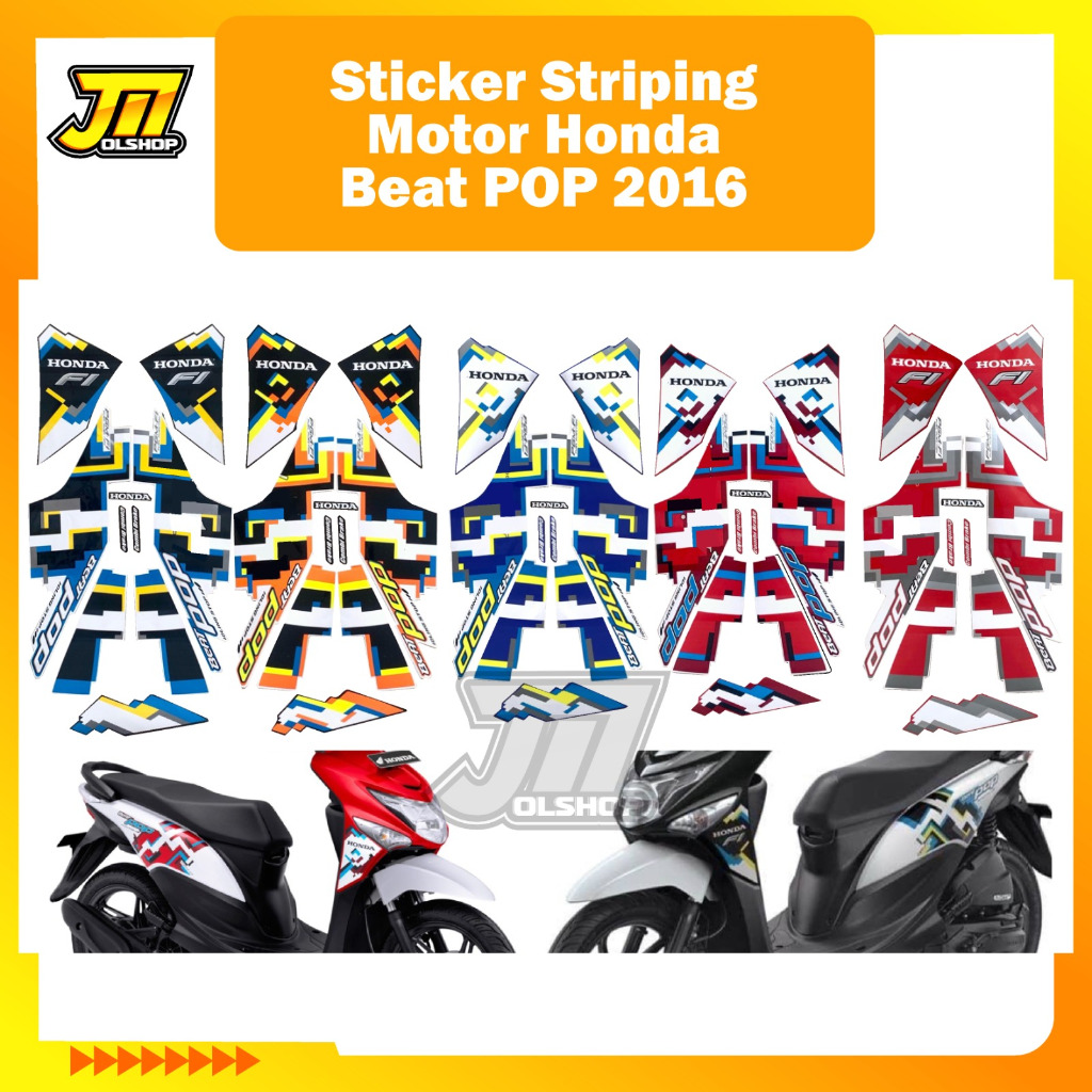 STIKER STICKER STRIPING MOTOR HONDA BEAT POP 2016 BAGUS VARIASI