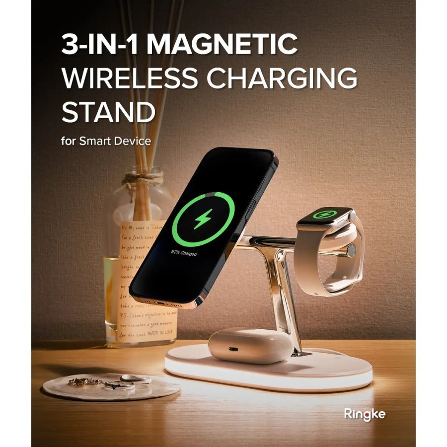 Fast Charger Ringke 3 in 1 Magnetic Fast Wireless Charging Charger Stand
