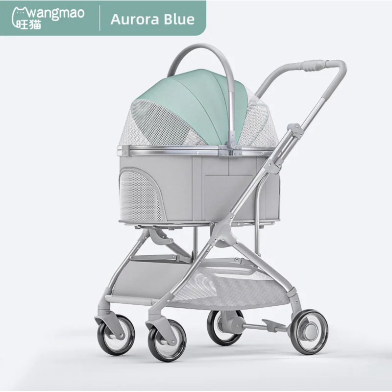 Premium Stroller Pet Double Carrier Tas Kereta Green Anjing Kucing Dog Cat Troli Cabin Travelling Pe