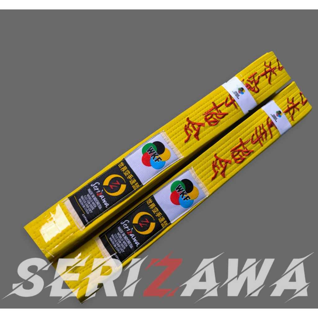 Sabuk Karate Dewasa WKF Kuning Bordir Tebal