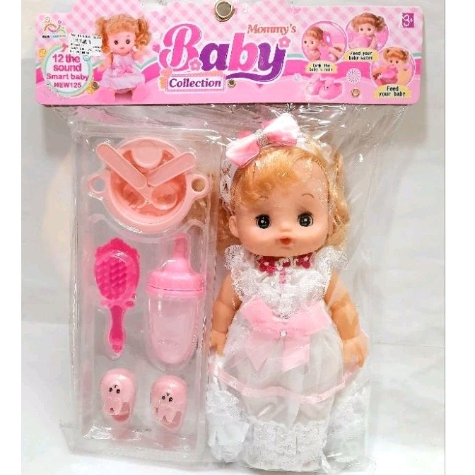 Baby Doll Acc boneka bayi pipis boneka baby bisa mengeluarkan suara dan dilengkapi peralatan makan (