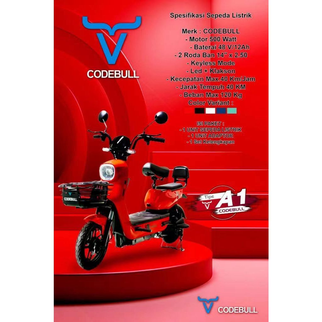 [READY STOK] Sepedah Listrik CODEBULL type A1 E-Bike Sepedah Motor Listrik Dewasa