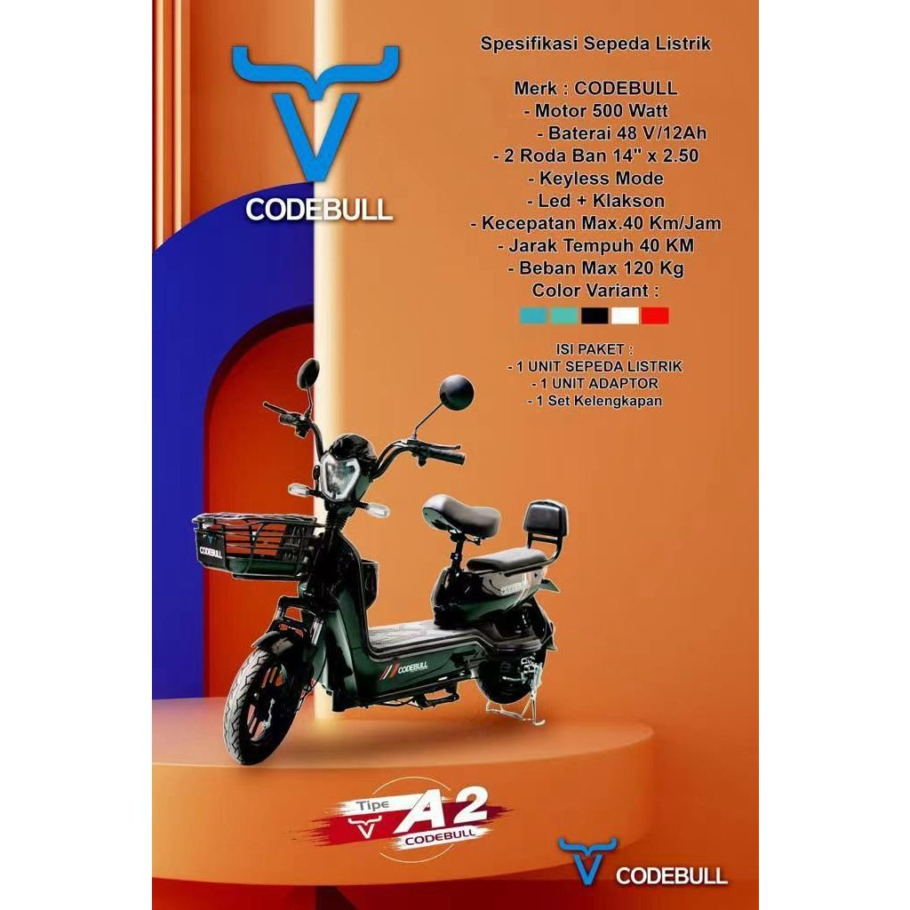 [READY STOK] Sepedah Listrik CODEBULL type A2 E-Bike Sepedah Motor Listrik Dewasa