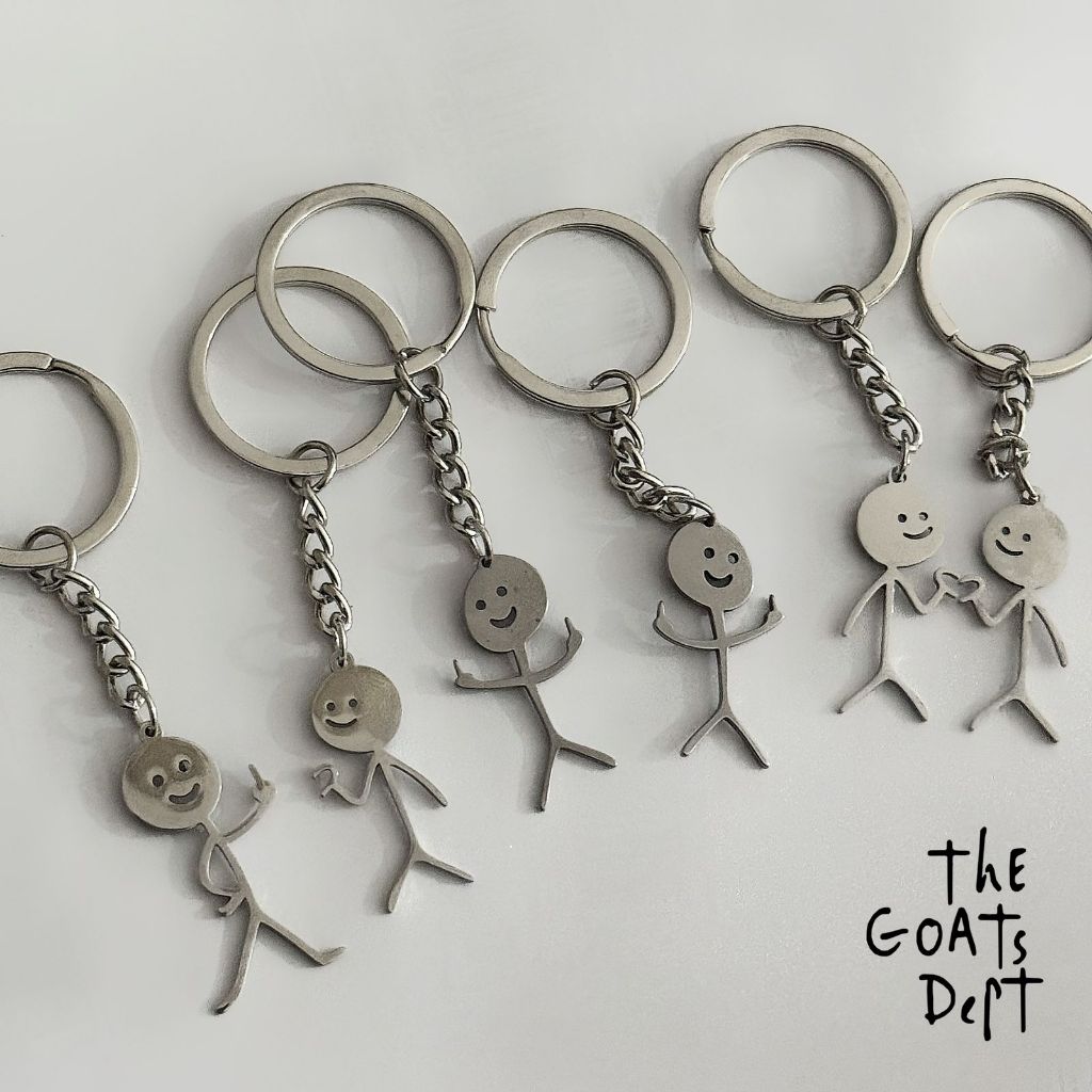 The Goats Dept - IDGAF Middle Finger Love Couple HangMan KeyChain Original / tgd1005 gantung kunci c