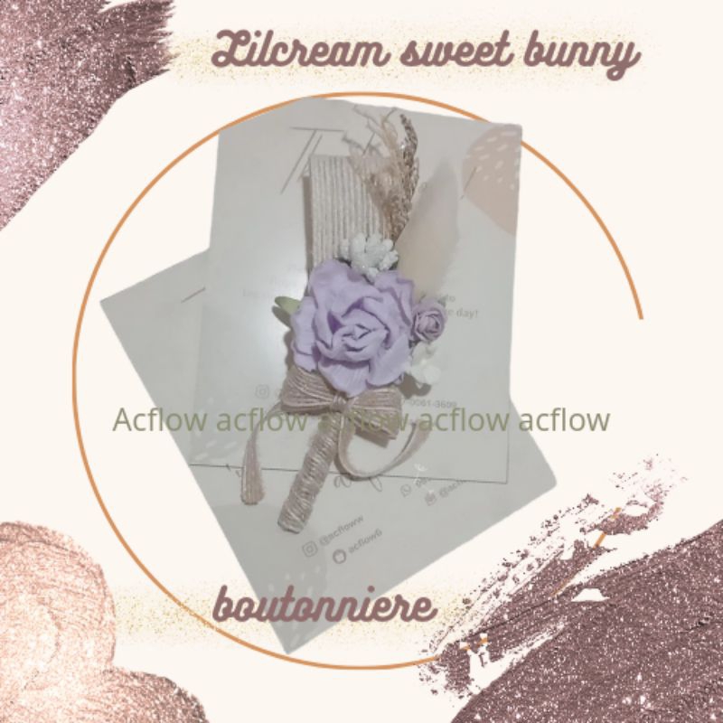 boutonniere purple lilac violet ungu bunga dada jas pengantin wedding