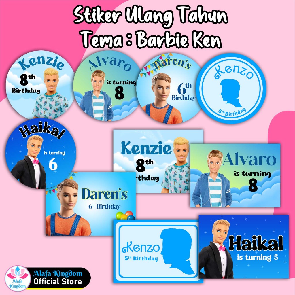 

alafakingdom Stiker Ulang Tahun Ken Barbie