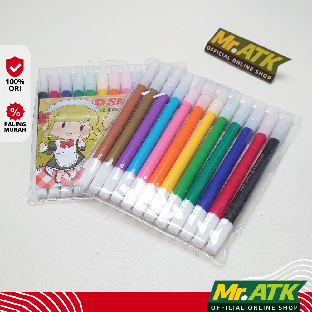 

SPIDOL KECIL 12 WARNA SNOWMAN MARKER 1 PAK SEKOLAH ANAK MEWARNAI - COKLAT BIRU MUDA KUNING HJAU PINK UNGU SEPIDOL TULIS PULPEN PENCIL
