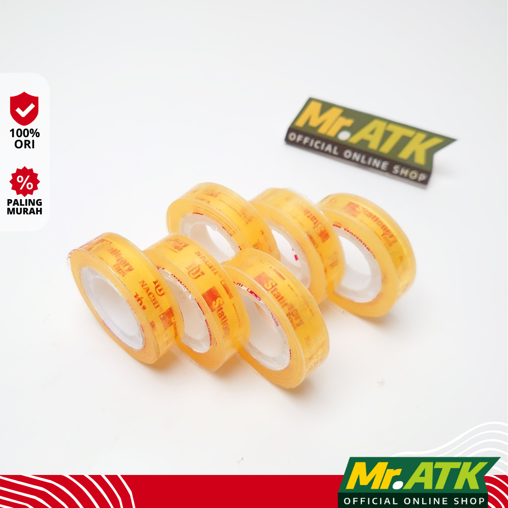 

ISOLASI BENING KECIL 1/2 INCH NACHI 10 / 25 YARD - TAPE SELOTIP TRANSPARANT KUNING SOLASI PLASTIK