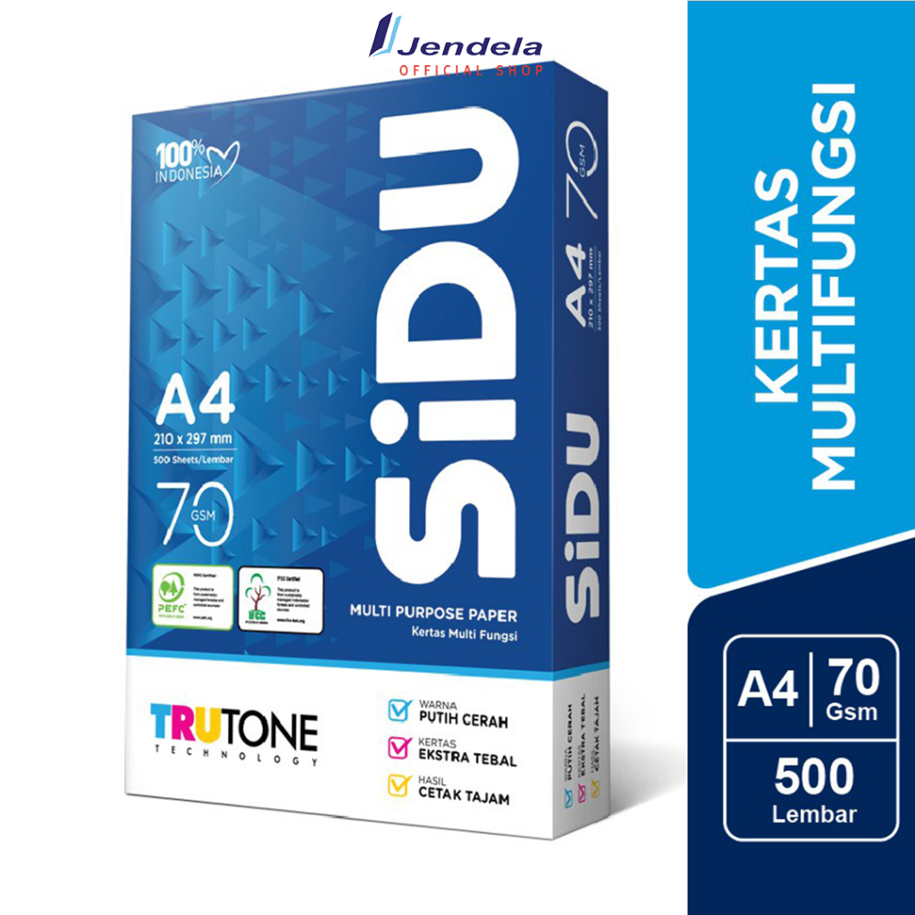 

HVS Sidu Kertas Fotocopy 70 GSM A4 F4 Kertas HVS Putih 500 Lembar ATK