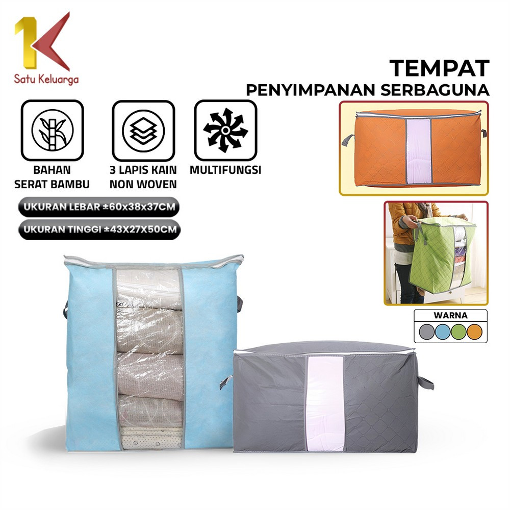 Satu Keluarga Tempat Penyimpanan Bed Cover Selimut Baju Serbaguna C899 Bamboo Bag Tas Penyimpanan Pa
