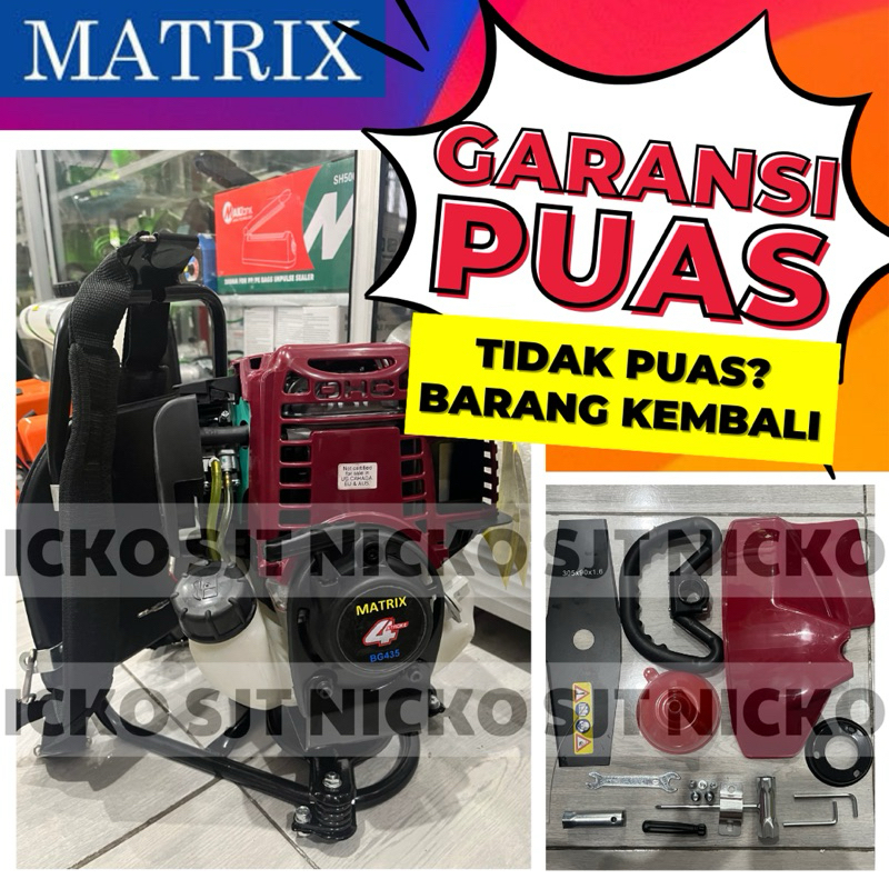 MATRIX MESIN POTONG RUMPUT GENDONG 4 TAK BRUSH CUTTER 4 STROKE BG435 bg 435 brus cuter Mollar matrik