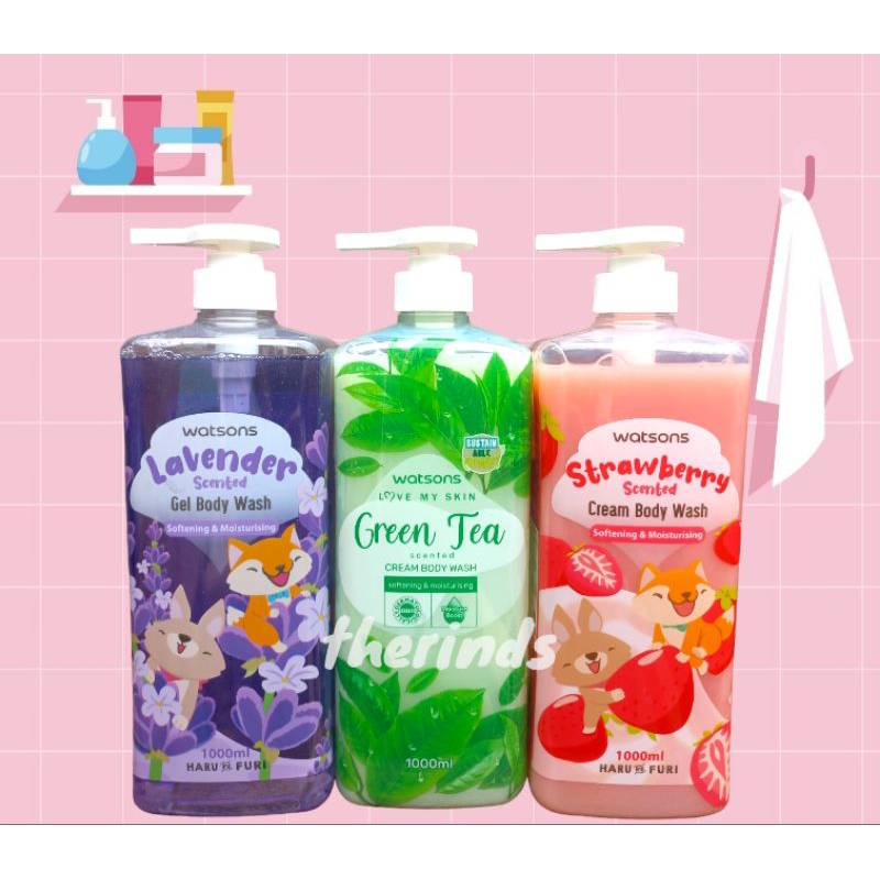 Watson Body Wash Sabun Mandi Watson Strawberry Lavender Greentea Peach Cantalope Scented Gel and Cre