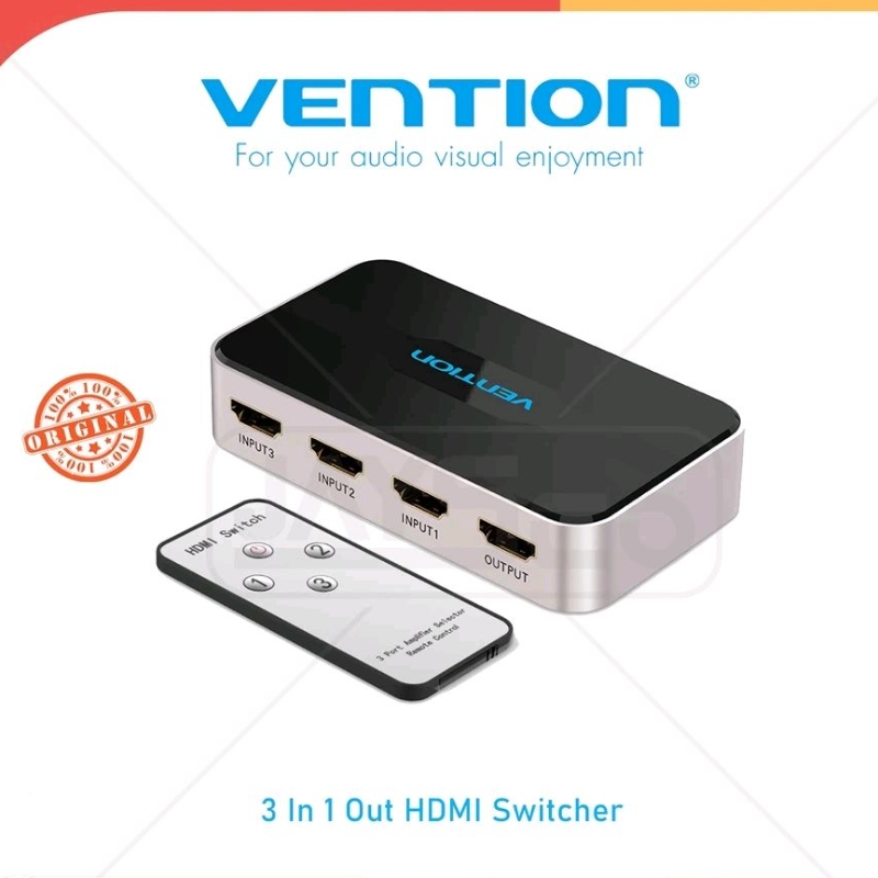 Vention AFJ HDMI Switcher 3 Input 1 Output Aux Optical