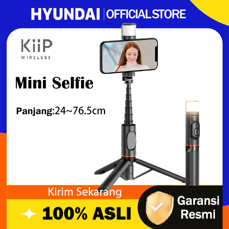 Hyundai X KiiP Mini Selfie Stick Tripod Tongsis Bluetooth Fill Light Handphone