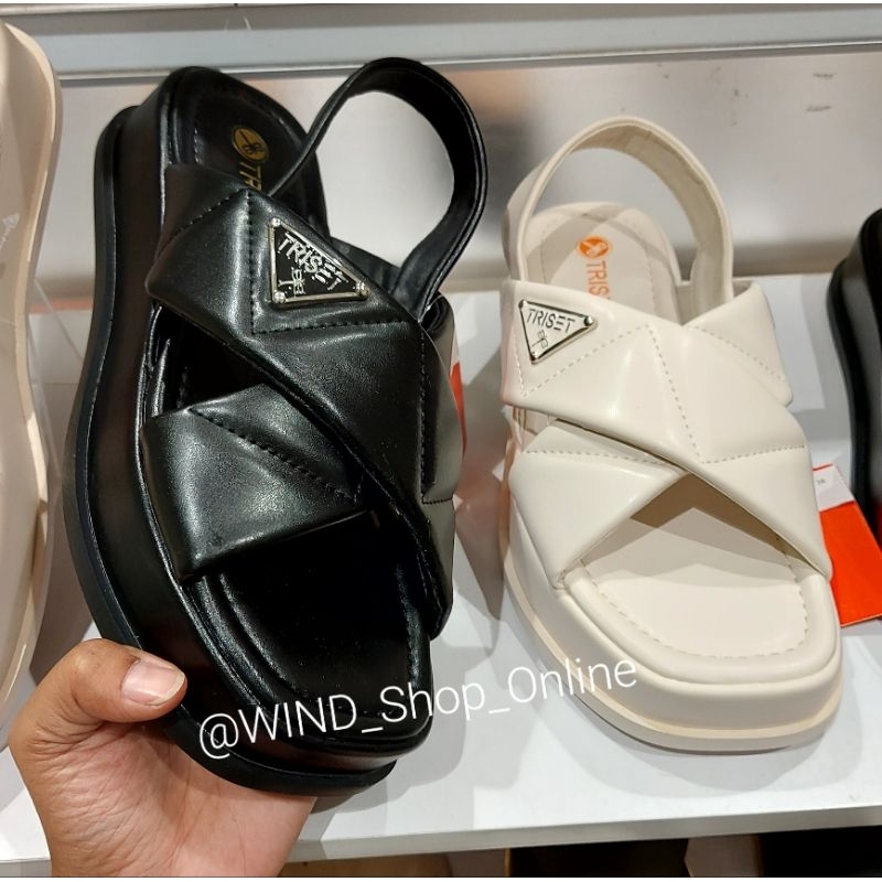 DISKON‼️ PROMO TRISET Sepatu sandal wedges wanita tali belakang 36-40