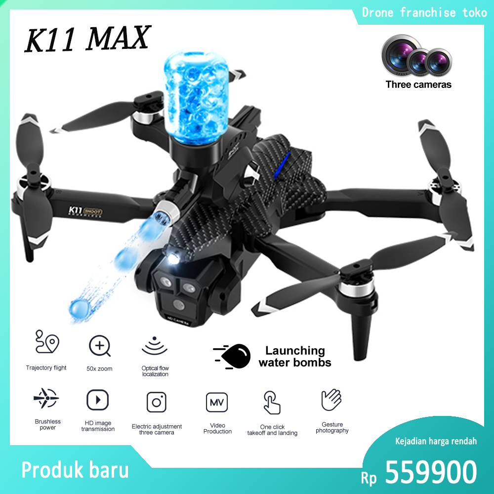 【mampu meluncurkan bom air】【Koncep baru drone】Drone K11 MAX, kamera dua listrik tunggal, peluncuran 