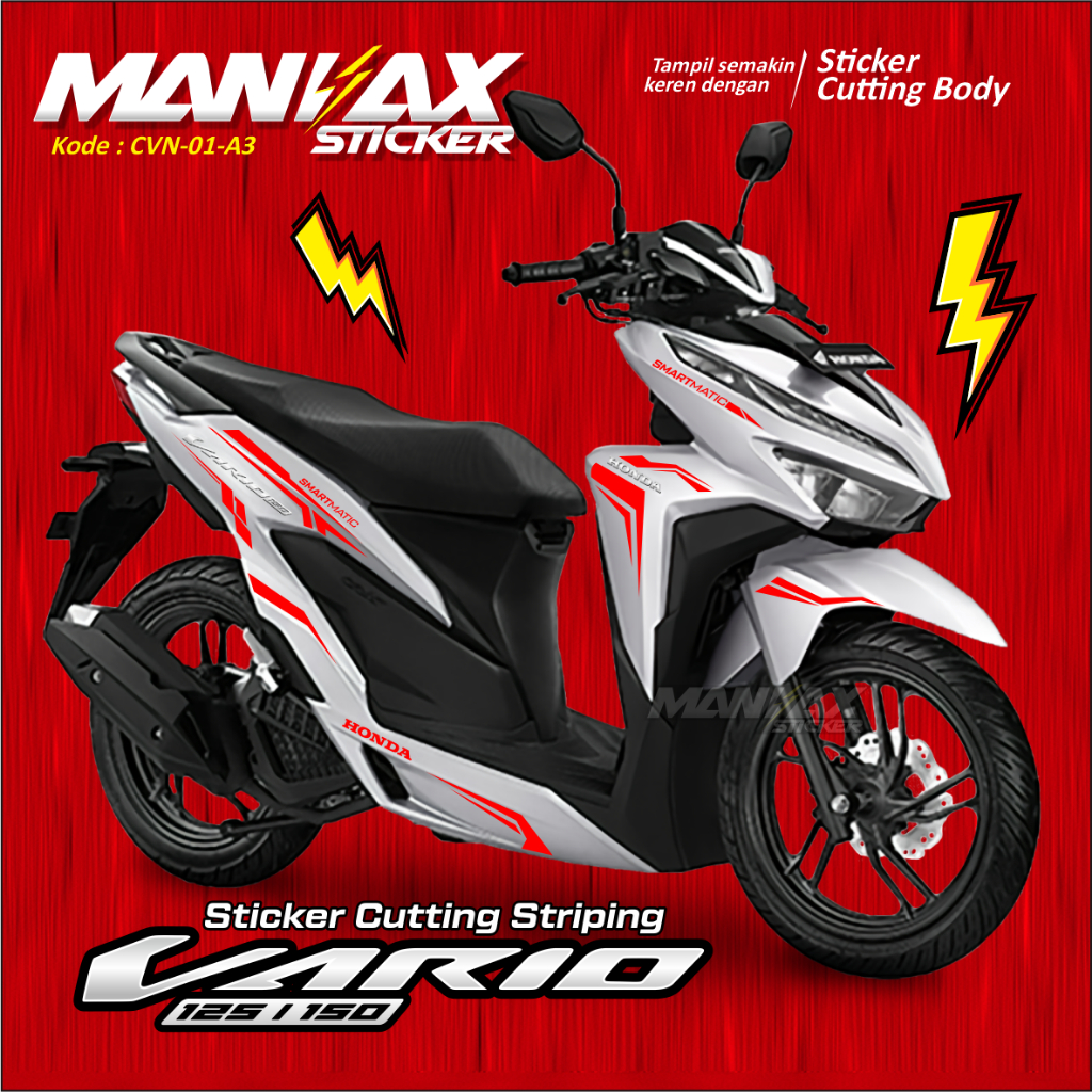 Sticker Cutting ALL NEW VARIO 2021 - MERAH - Striping Cutting VARIO NEW - KODE CVN