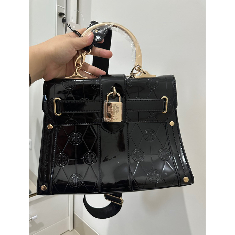 sling hand bag RIVER ISLAND ORIGINAL hitam croco keren banget