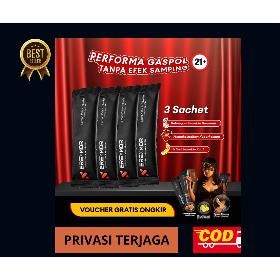 EREXMOR - Minuman Ginseng Stamina Pria Obat Kuat cowok 4 pcs free sutra mykoleksi