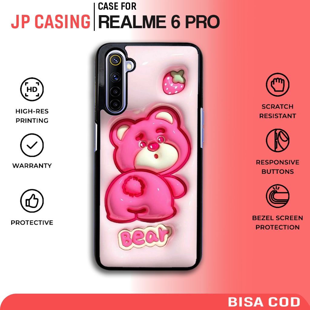 case realme 6 pro terbaru motif aesthetic cute bear cowok keren casing hp mewah gelombang bahan soft