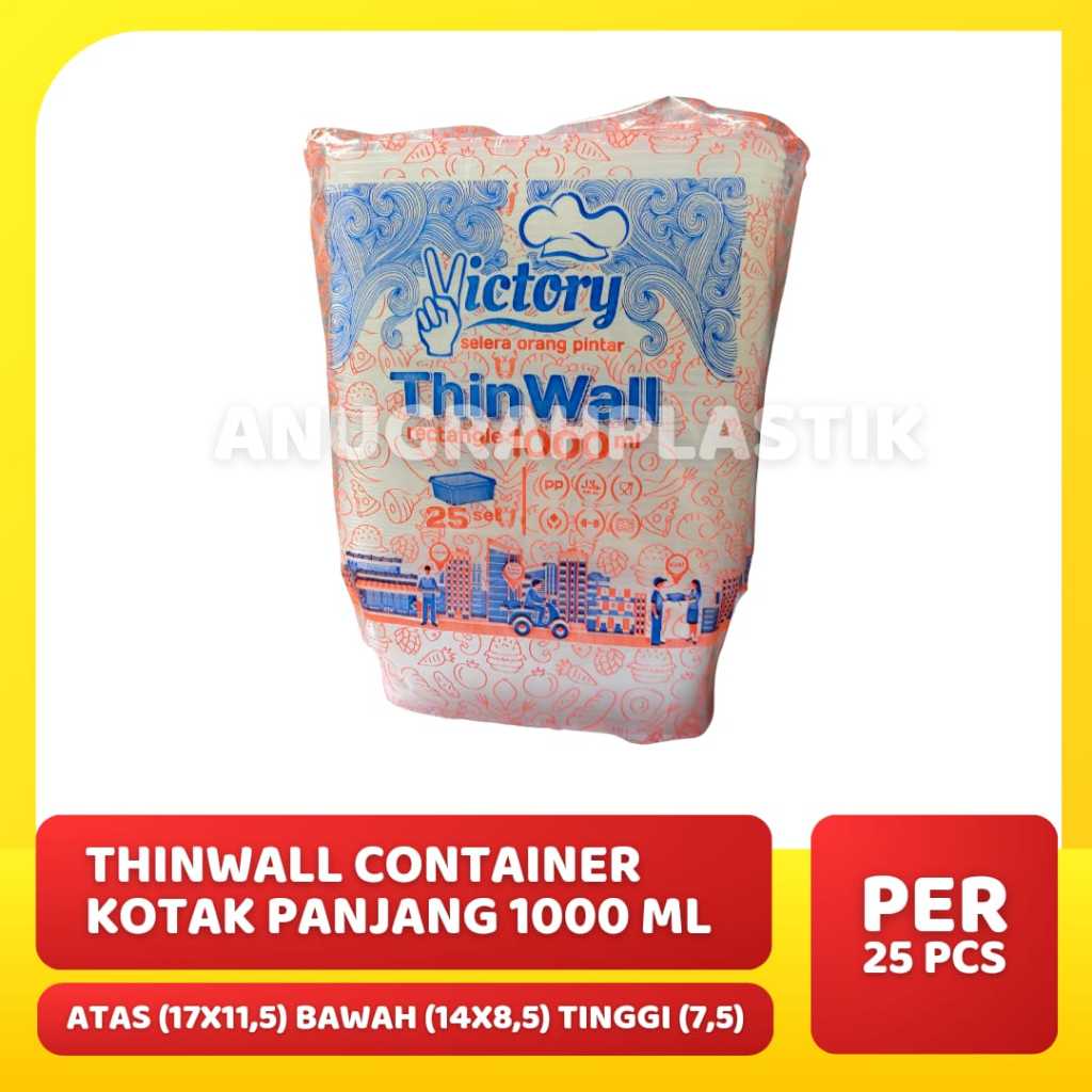 Thinwall Container kotak panjang 1000 ml(1pack)