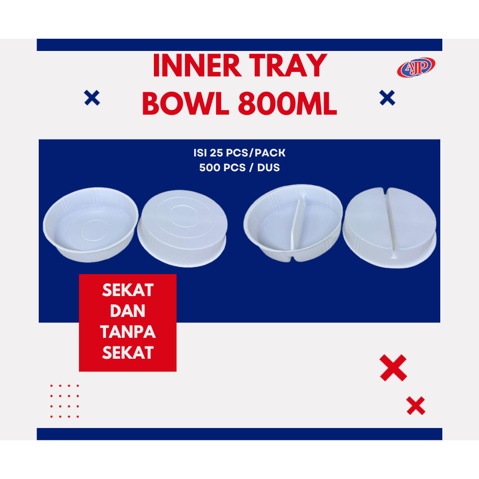 INNER TRAY PAPER BOWL 800 ML / PLASTIK TRAY PAPER BOWL 800 ML PUTIH